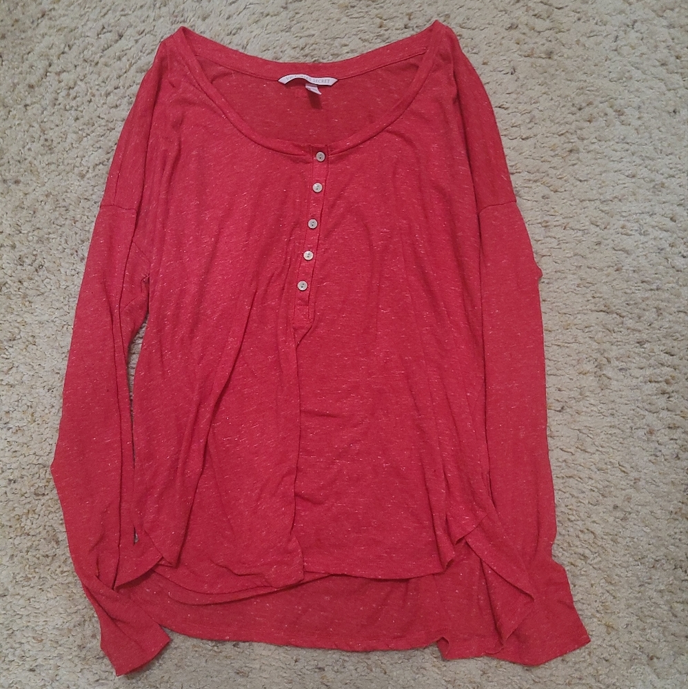 Victoria's Secret size S women's 3/4 sleeve shirt flowy red with buttons